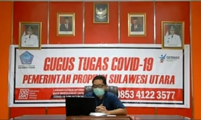 
 Dokter Steaven Dandel MPH Juru Bicara Gugus Tugas Covid-19 Sulut menyampaikan hasil Covid-19 dalam video conference daring  (.Foto : Redaksi IndoSulut).